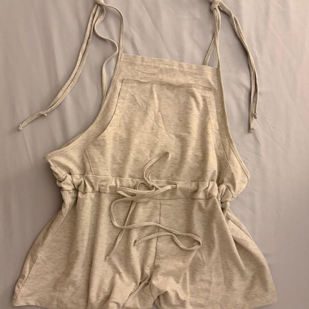 Shein Women's Cream and Grey Playsuit-romper
